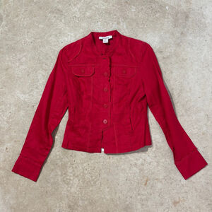 Linen Red Blazer Jacket Women’s Size 4 Pockets Button Down Workwear Lightweight